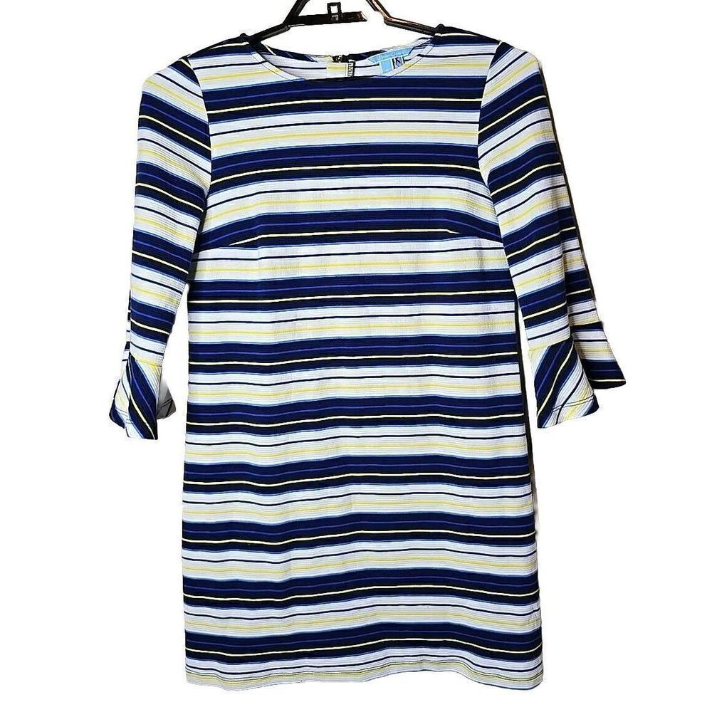 Draper James Women's Pop Stripe Blue White Dress Size Medium t13